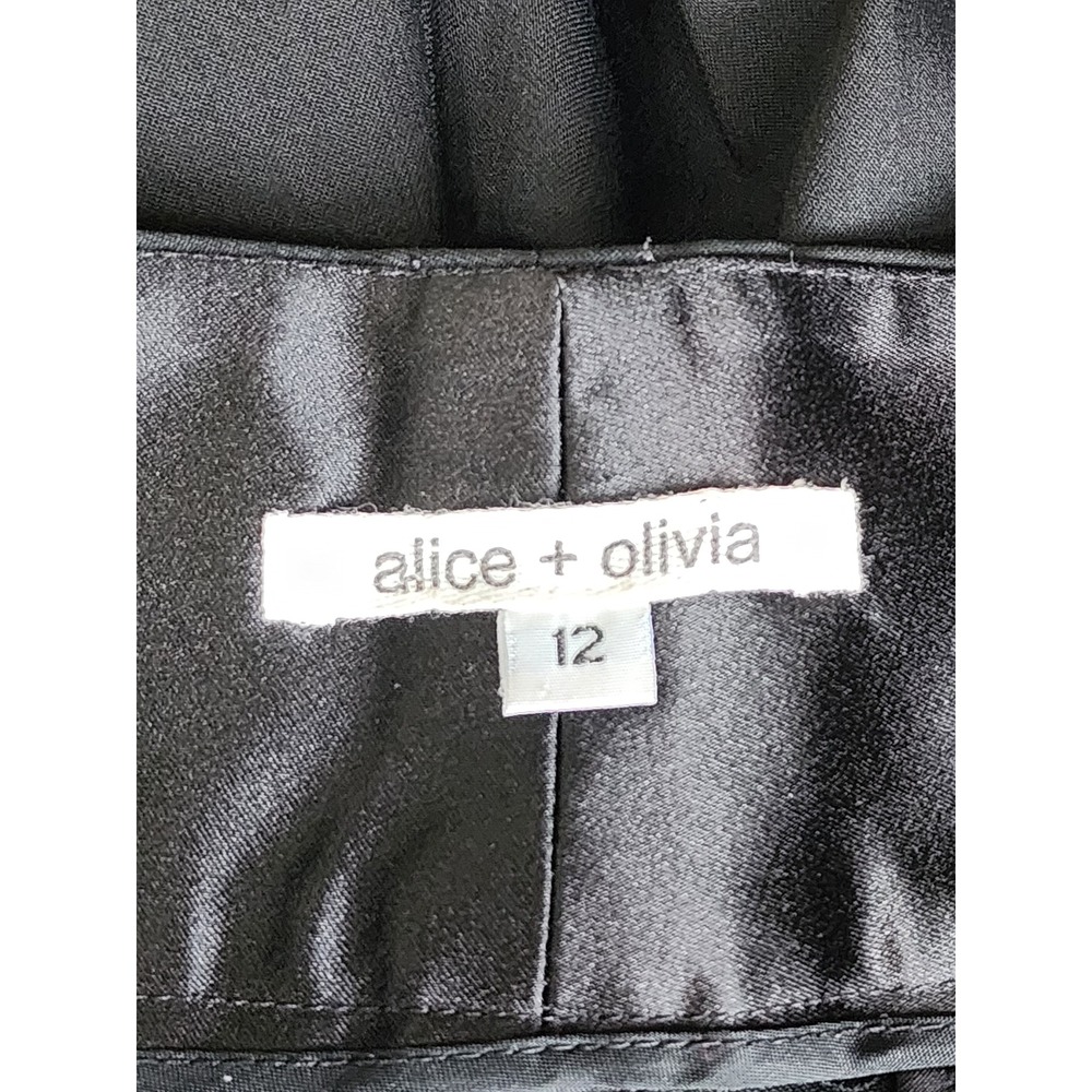 Alice + Olivia Black Wide Leg Wide Waistband Trousers Pants 12 79-168-074 181 - Picture 5 of 6